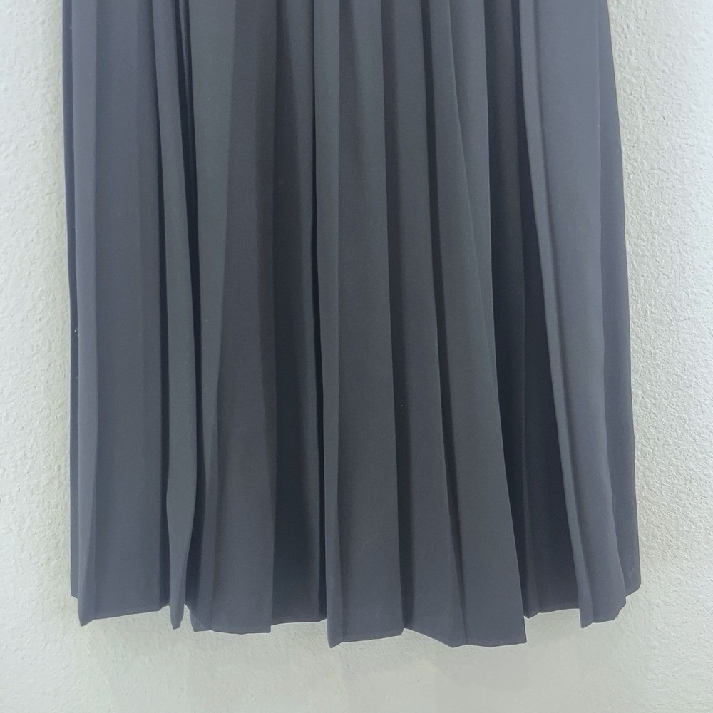 Vintage Koret Pleated Midi Skirt Sz 14 Black Elastic Waist Cottage Academia USA - Picture 6 of 9